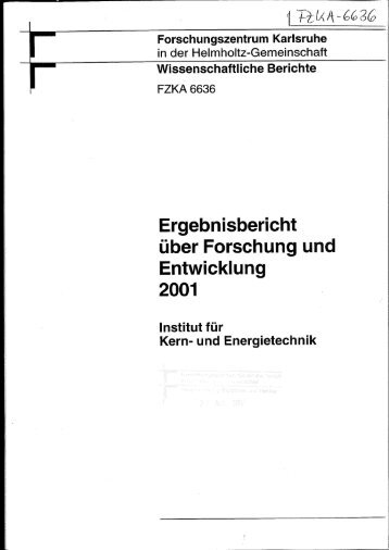 Institut für Kern- und Energietechnik (IKET) - FZK