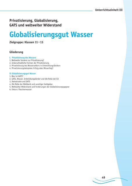 Wasser – ein globales Gut - Koordination Südliches Afrika