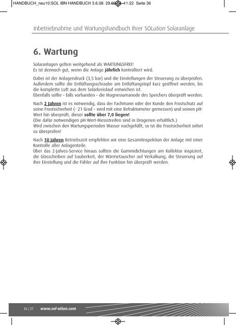 6. Wartung - Solution Solartechnik GmbH