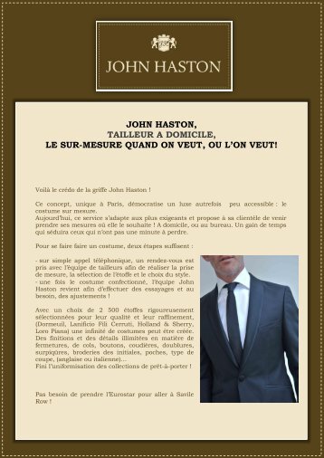 john haston, tailleur a domicile, le sur-mesure quand ... - Transversal