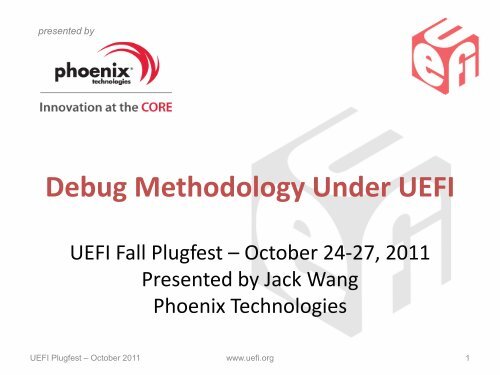 Debug Methodology Under UEFI