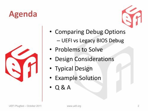 Debug Methodology Under UEFI