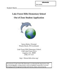 Lake Forest Hills Elementary School Out of Zone Student Application