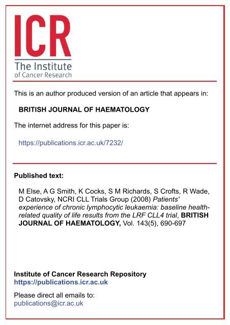 British Journal of Haematology