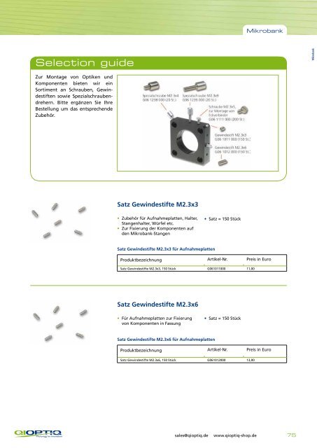 Mechanik - Qioptiq Q-Shop