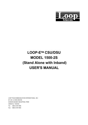LOOP-EÃ¯Â£Âª CSU/DSU MODEL 1500-2S (Stand Alone ... - DAVANTEL