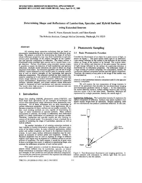 Determining shape and reflectance of Lambertian, specular, and ...