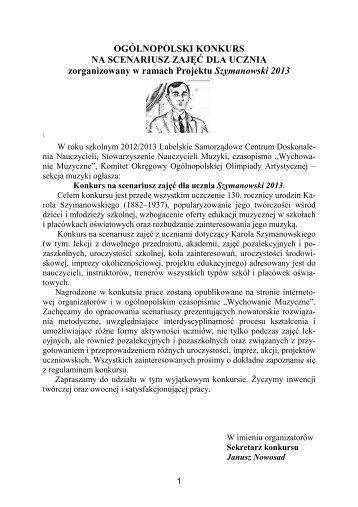 OGÓLNOPOLSKI KONKURS NA SCENARIUSZ ZAJĘĆ DLA ...