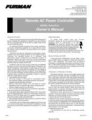 Remote AC Power Controller Owner's Manual - Furman Sound