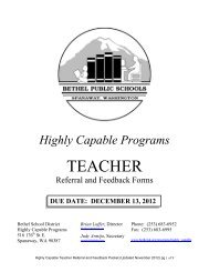 Teacher Referral & Feedback Form - Bethel School District
