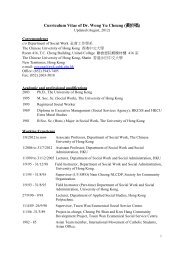 Curriculum Vita of Wong Yu Cheung - Department of Social Work