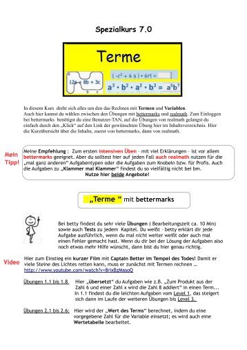 Terme-Rechnen mit Variablen - stÃ¤dtisches Gymnasium Herten