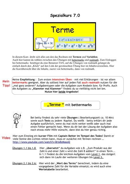 Terme-Rechnen mit Variablen - stÃ¤dtisches Gymnasium Herten