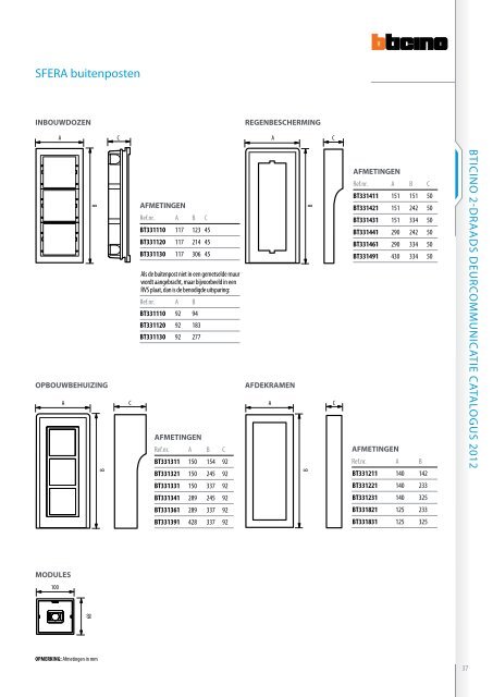 BTICINO 2DRAADS DEURCOMMUNICATIE