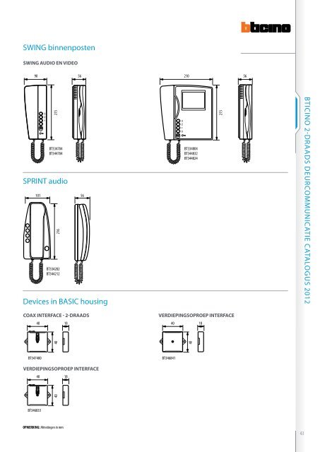 BTICINO 2DRAADS DEURCOMMUNICATIE