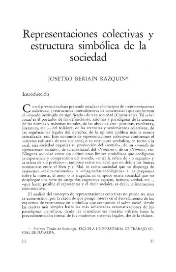 Representaciones colectivas y estructura simbólica de la sociedad