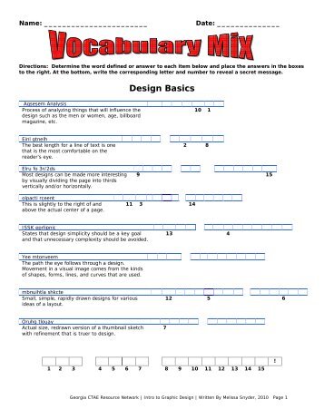 Design Basics Vocabulary Mix - Georgia CTAE