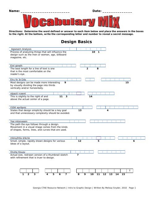 Design Basics Vocabulary Mix - Georgia CTAE