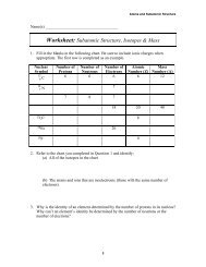 Subatomic Structure Worksheet - ChemConnections