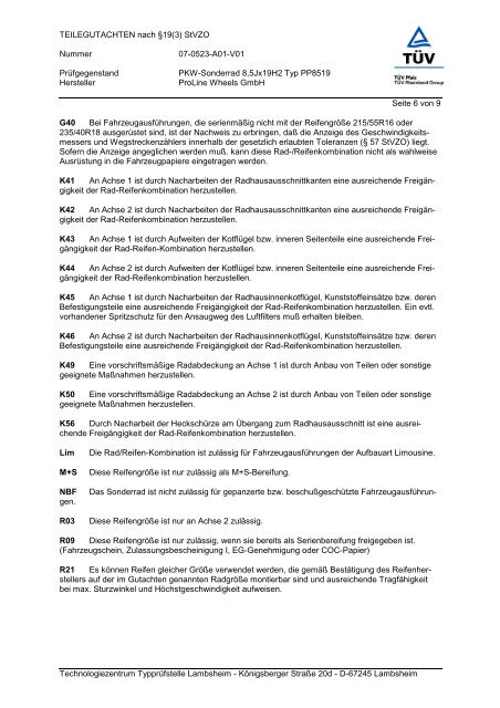 TEILEGUTACHTEN nach Â§19(3) StVZO Nummer 07-0523-A01-V01 ...