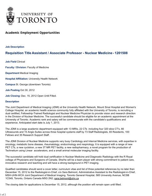 Assistant Associate Professor Nuclear Medicine Department Of