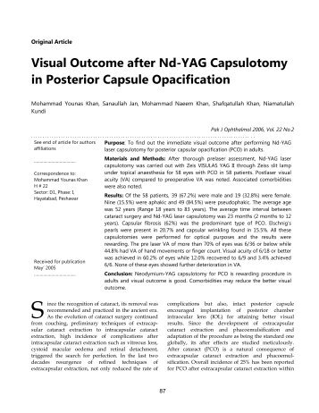 Visual Outcome after Nd-YAG Capsulotomy in Posterior Capsule ...