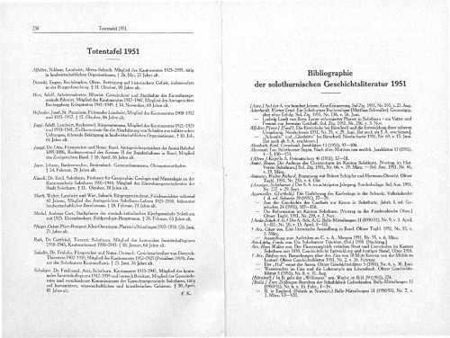 Totentafel 1951 Bibliographie der solothurnischen ...