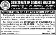 notification of b.ed admission: 2011-13 - Directorate of Distance ...