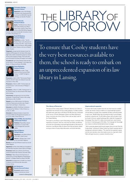 Benchmark Column - May 2009 - Thomas M. Cooley Law School