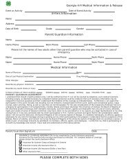 Medical Information and Release Form - Georgia 4-H