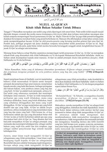 NUZUL AL-QUR'AN Kitab Allah Bukan Sekadar ... - MyKhilafah.com