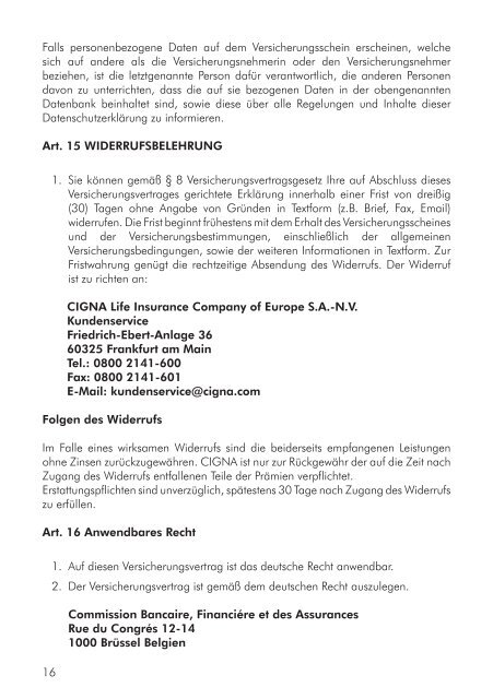 Allgemeine Versicherungsbedingungen Einkommensschutzbrief