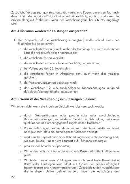 Allgemeine Versicherungsbedingungen Einkommensschutzbrief