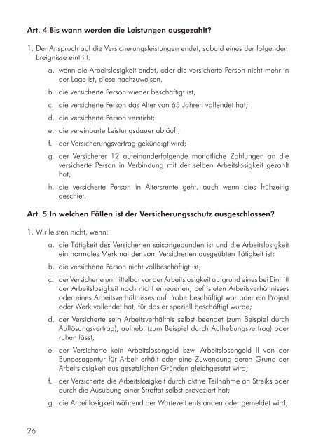 Allgemeine Versicherungsbedingungen Einkommensschutzbrief