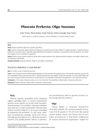 PDF Olarak İndir - Perinatoloji Dergisi