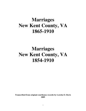 Marriages New Kent County, VA 1865-1910 - YouSeeMore
