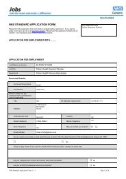 NHS Standard Application Form - Day in the Life