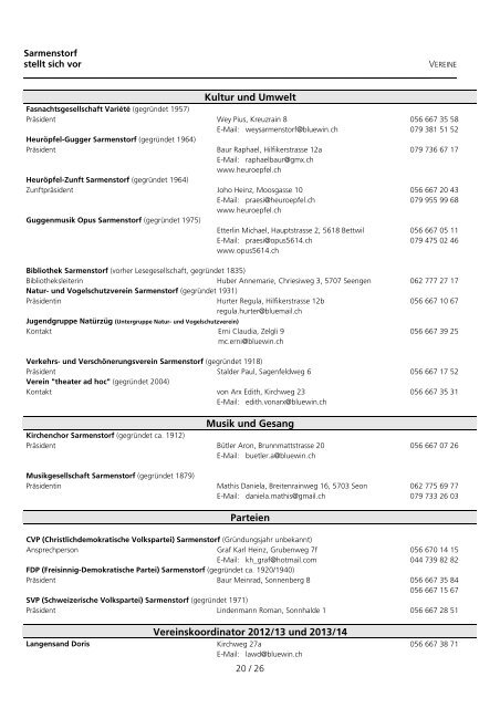 Neuzuzügerheft - Gemeinde Sarmenstorf