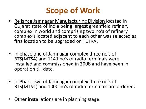 Case Study: TETRA at Reliance Jamnagar Refinery