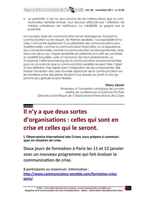 Vous avez dit Â« communication sensible Â» ? - Magazine de la ...