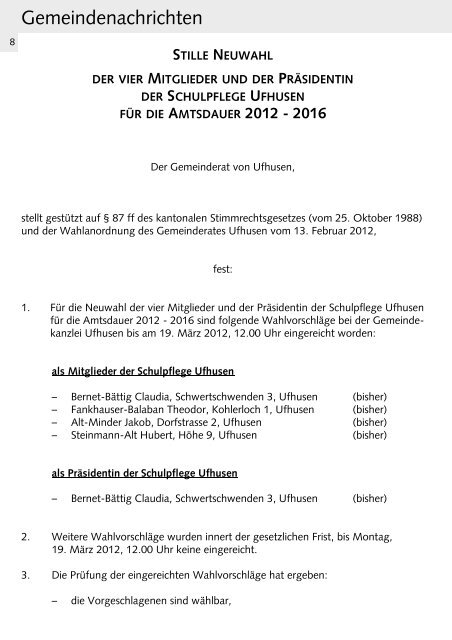 Wettbewerbstalon - Gemeinde Ufhusen