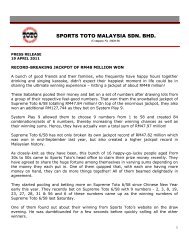 SPORTS TOTO MALAYSIA SDN. BHD.