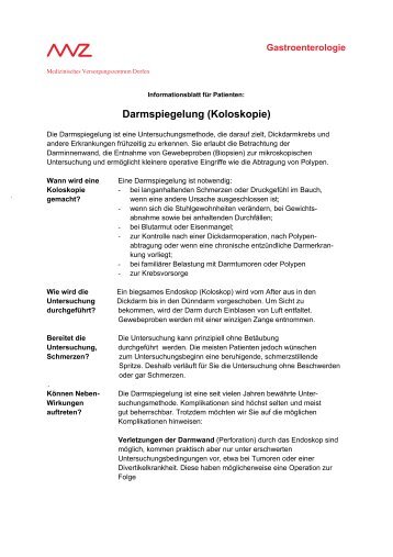 Darmspiegelung (Koloskopie) - MVZ Dorfen