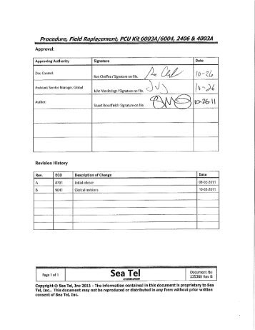 Procedure, Field Replacement, PCU Kit, 6003A/6004, 2406 & 4003A