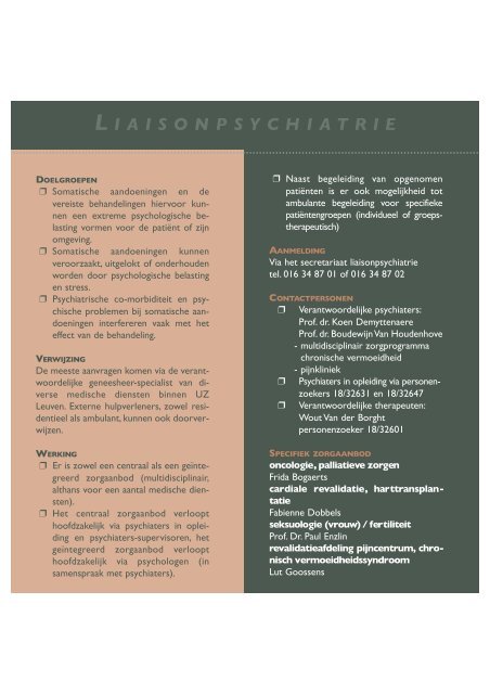 Zorgprogramma Liaisonpsychiatrie - UZ Leuven