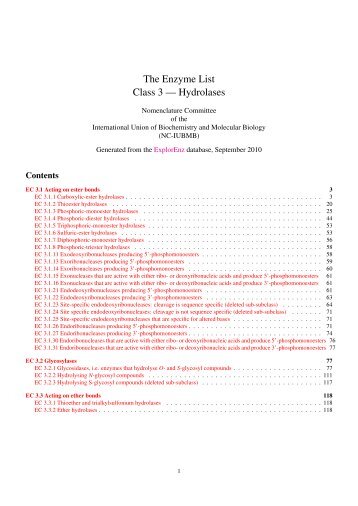 The Enzyme List Class 3 â Hydrolases