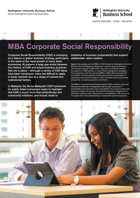 MBA Corporate Social Responsibility - The University of Nottingham ...