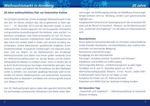 Weihnachtsmarktprogramm - Arnsberg