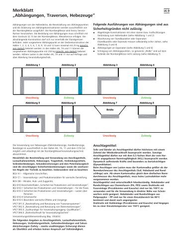 Merkblatt „Abhängungen, Traversen, Hebezeuge” - FeuerTRUTZ