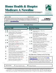 April 1, 2010, Home Health & Hospice Medicare A Newsline - CGS